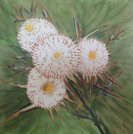 Weisse Diesteln (mit Struktur) 30cm x 30cm