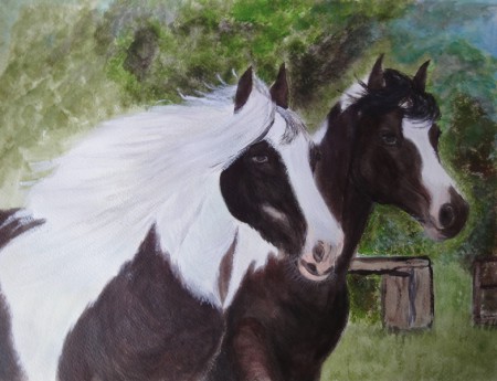 Pferdefreunde 30cm x 40cm auf Papier "frei nach Foto"